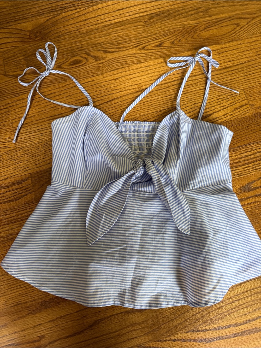 EUC ANTHROPOLOGIE Maeve Blue and White Striped Tie-Front Cami Tank Top Nautical